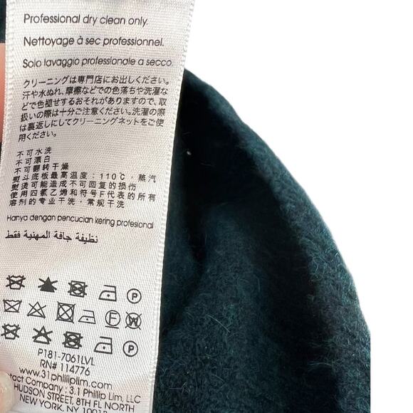 3.1 Phillip Lim Lofty V-Neck Sweater Cropped Alpaca Wool Green Size Small - Picture 9 of 10